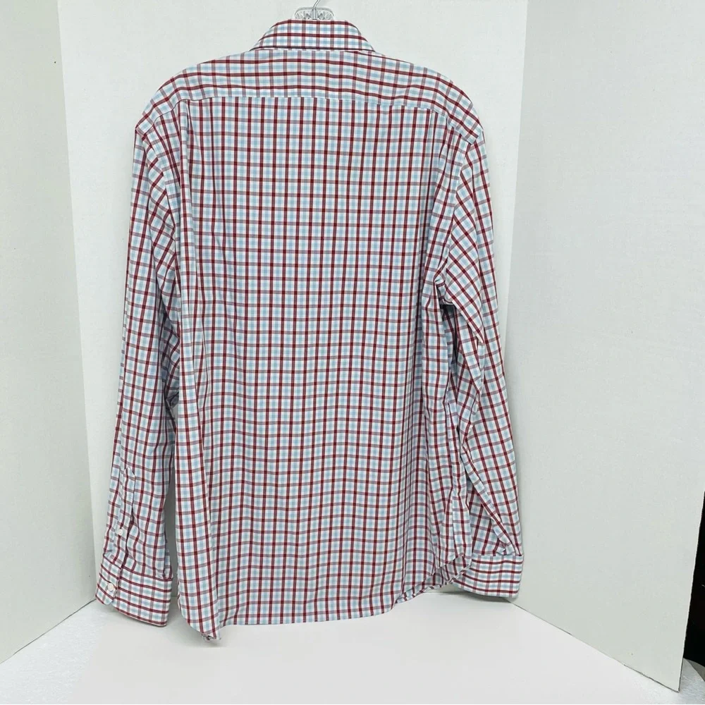 J. Crew Flex Wrinkle Free Shirt Size XL 17-17 1/2 Slim Fit Burgundy Blue White
